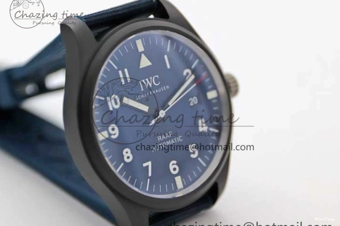 MIROTIME 0710 BestValue Mark XVIII IW328101 Black Ceramic M+F 1:1 Best Edition Blue Dial on Blue Nylon Strap A 7058